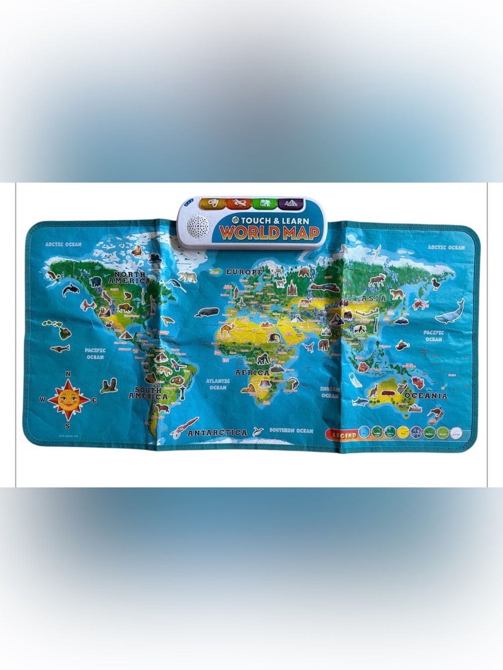 Leap Frog Interactive World Map Touch and Learn Slightly Used